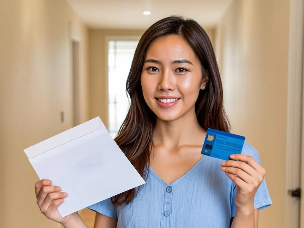 Woman holding an approval letter and a new EBT card