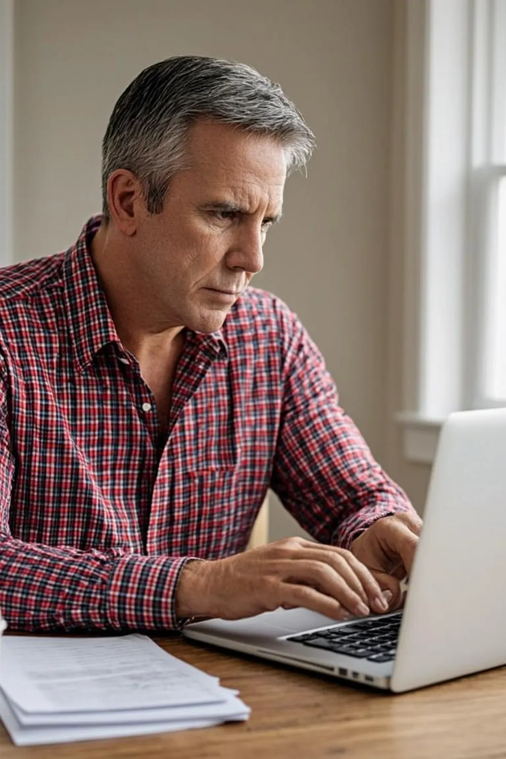 Georgia father applying for SNAP benefits through the Georgia Gateway portal on a laptop at home