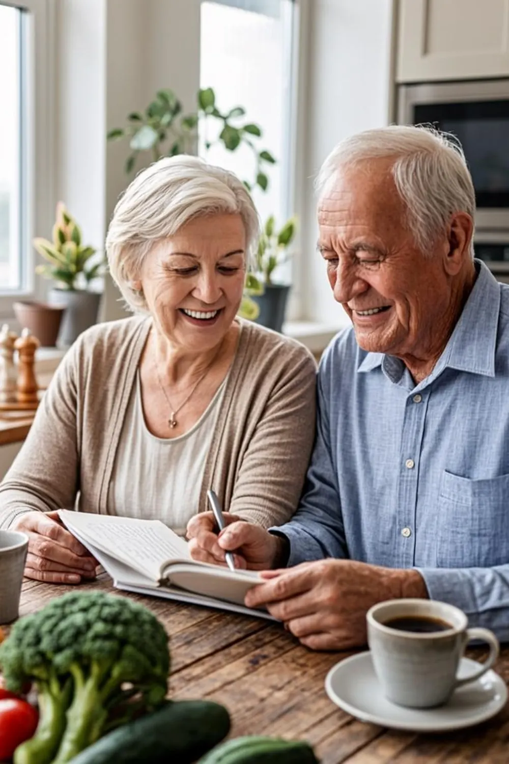 American senior couple reviewing grocery budget at their Missouri kitchen table