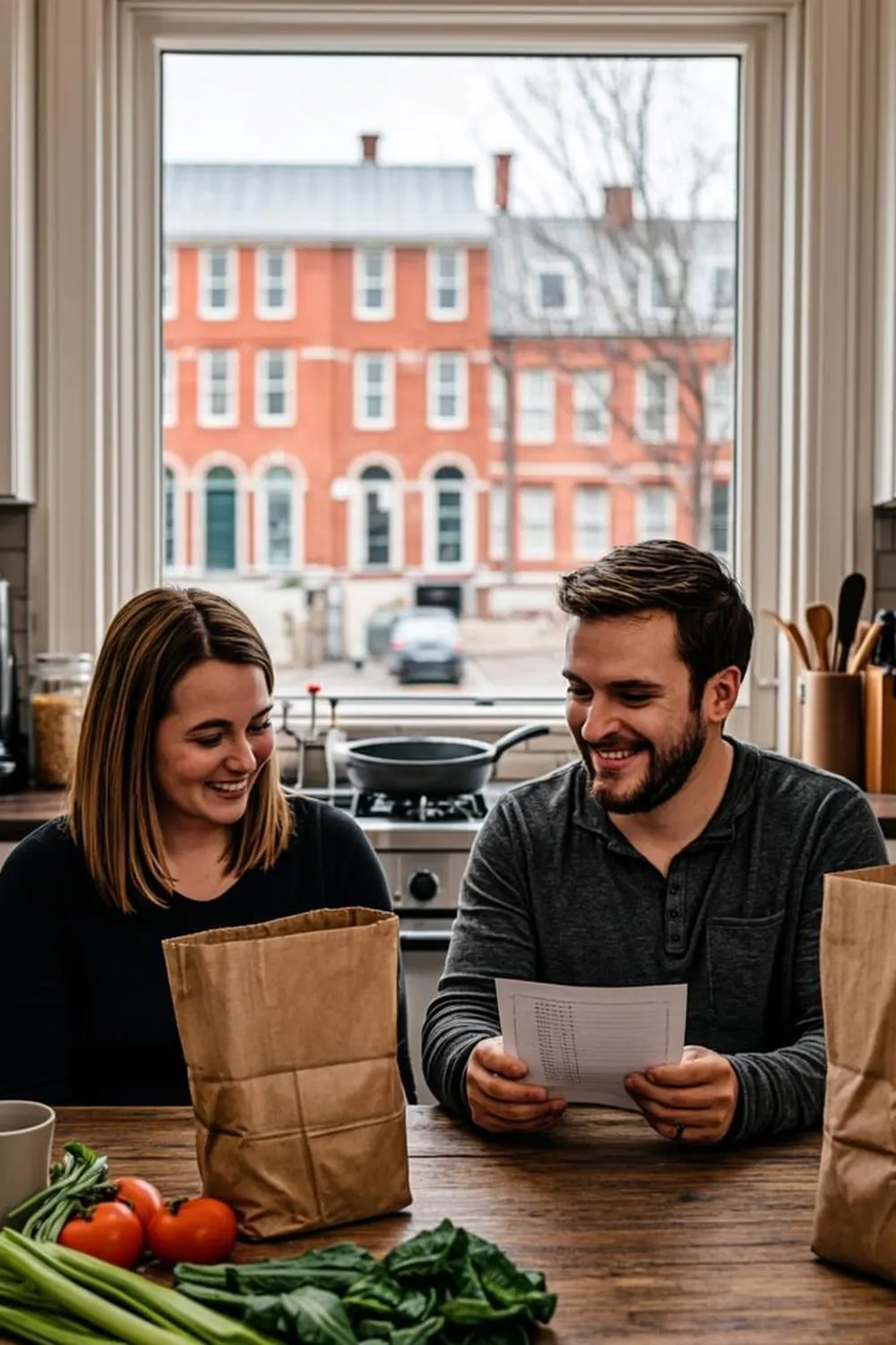 Manchester New Hampshire family reviewing grocery budget and SNAP income limits at kitchen table